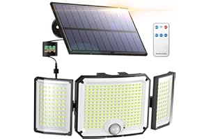 WEBEQER Lampada Solare da Esterno , 346 LED Luci Solari Esterno con Sensore di Movimento, Faretti Solari Led con Telecomando, Cavo da 5m, IP65 Impermeabile, Lampada Solari da Giardino Illuminazione 270°