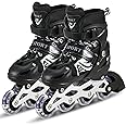 R Runilex Skating Black Inline Skating Adjustable Shoes 4 Wheelerfor Indoor and Outdoor, for Beginner, Training, Inline Skates, Children's Inline Skates
