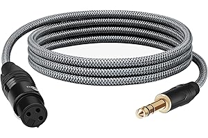 Shaevle 6,35mm TRS auf XLR-Buchse Female, 1/4 Zoll Klinke auf XLR Female Kabel, 2 Meter Nylongeflecht Stereo Mikrofonkabel Symmetrisches Signalverbindungskabel für Lautsprecher, Mikrofon (1Pcs)