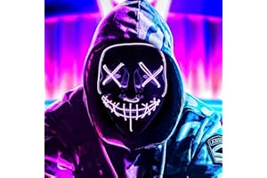 AuLinx LED Maske Karneval,Fasching Grusel Purge Mask Dunkeln Leuchten,für Carnival KostüMspiele Cosplays Feste Partys und Deko Requisiten für Erwachsene MäNner Und Frauen