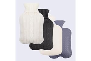 LEAZZLE 2 Stück Wärmflasche mit Bezug,2L Groß Wärmeflasche mit Weicher Premium Strickbezug - Auslaufsichere Wärmeflasche aus Naturkautschuk für Kinder & Erwachsene