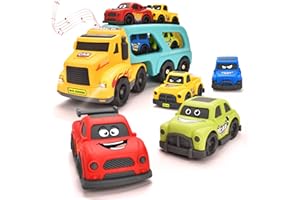 Doahurry Samochodowa zabawka transportowa 5 w 1, zabawka z kreskówką, zabawka dla dzieci od 2 lat, ze światłem i muzyką, zabawka dla dzieci od 2 lat, zabawka dla chłopców i dziewczynek, prezent