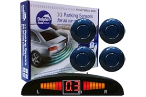 Dolphin Automotive DPS450 Reverse Parking Sensors In 32 Colours 4 Ultrasonic Radar Sensors Kit Audio & Display Alert System - Sea Blue