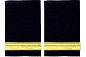 HEUK One Bar Black Pilot Airline or Merchant Marine Epaulette, Gold Strips Epaulettes (Pair)