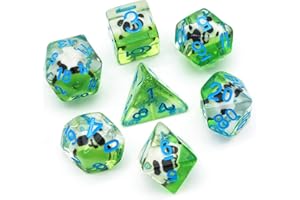 cusdie 7-Die DND Dice, Polyhedral Dice Set Filled with Animal, for Role Playing Game Dungeons and Dragons D&D Dice (Panda)