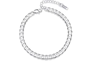 ALEXCRAFT Cavigliera Acciaio Inossidabile Donna Uomo 316L Regolabile a Catena 6mm 22+5cm Estivi Spiaggia Mare