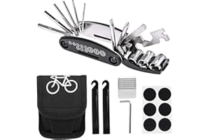 Yesaler Outils Réparation Vélos 16 en 1 Trousse Multifonctionnelle Acier Noir