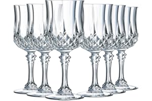 Cristal D'Arques Juego de 6 copas de vino de 17 cl de Kwarx Q7103, brillante, transparente y alta resistencia, molduras icónicas, fabricadas en Francia