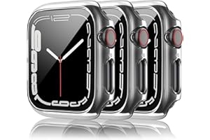 YISICA [3 pack]Etui twarde na komputer Apple Watch Case Series 7 41mm z ochroną ekranu hartowanego ze szkła hartowanego, pełna twarda ultracienka osłona ochronna zderzaka do akcesoriów iWatch