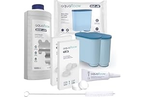Wessper Kit d'Entretien pour Machine à Espresso Philips, Saeco | 2x Filtres à Eau de Rechange AquaClean, Pastilles de Nettoyage 10x2g, Détartrant 250ml, Brosse de Nettoyage, Graisse