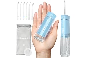 Bezvoi Hydropulseur Dentaire Portable Mini avec 5 Modes, Réservoir 180ml, Étanchéité IPX7, 6 Embouts pour Gencives et Appareils Dentaires