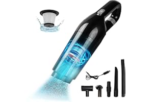 LIKE SHOW Aspirateur à Main,15000PA Aspirateur Voiture Puissant Sans Fil, Rechargeable Mini Portable Aspirateur Batterie, 120W Aspirateur Main Humide et sec pour la Maison, la Voiture, avec Filtre Lavable