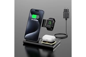 Aimtel 3 in 1 Faltbar kabellose Ladestation für Apple Watch und i Phone Ladegerät für Apple Watch Series 10/9/Ultra 2/8/7/SE， Ladestation für i Phone 16/16 Pro/MAX/Plus/15/14/13/12/11/XS/XR/AirPods 4