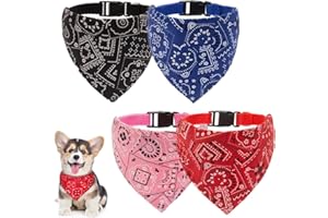 TAKEYFAITHER 4 Pack Adjustable Dog Cat Bandana Collar Boho Pet Neckerchief Washable Triangle Dog Bandana with Adjustable Buckle Puppy Scarf for Small Dog and Cat (Boho Style)