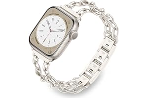 TRUMiRR Armband Kompatibel mit Apple Watch 9 8 41mm 40mm 38mm Frauen, Doppelketten Schmuck Uhrenarmband Edelstahl Metall Armband für iWatch SE (2nd Gen) Series 9 8 7 6 5 4 3 2 1 41mm 40mm 38mm
