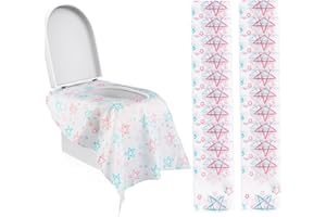 LDERFIV 20 Pièces Protege Toilette Protege Cuvette WC Jetable Protection Toilettes Jetables Protege WC Jetable pour Enfants et Adultes pour Voyages Toilettes Publiques, Emballé Individuellement 65X60cm