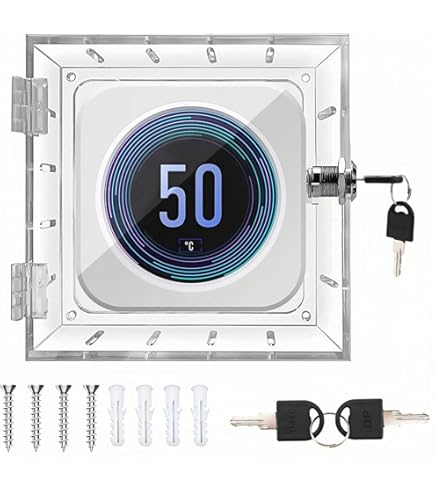 Scatola Blocco Termostato Con Chiave - Copertura Trasparente Per Protezione Da Manomissioni, Universale - Foto 5