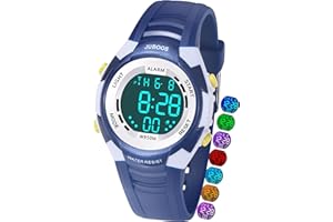 Juboos Reloj Digital Deportivo para Niños,7 Colores con Luz led,Resistente al Agua, con Alarma,Cronómetro,Reloj de Pulsera para Niños y Niñas de 5 a 18 Años