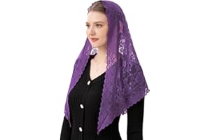 PAMOR Veils for Church Catholic Triangluar Scarf Embroidered Chapel Veil Head Covering Latin Mass Mantilla