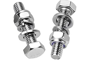 Mbsomnus 15 Pièces Boulons à Tête Hexagonale M8x40 mm Boulon Inox A2 V2A Vis et Boulon DIN 933 Vis à Métaux avec Écrous Rondelles pour Meubles Auto Vélos Bateaux Impression 3D Moto