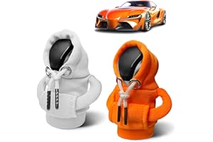 KJG Schaltknauf Hoodie, 2 Stück Hoodie Schaltknauf, Hoodie für Schaltknauf, Auto Schalthebel Abdeckung, Schalthebel Hoodie, Schaltknauf überzug für Auto Schalthebel Dekoration Zubehör (Weiß + Orange)