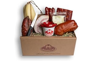 Moretti® Cesto Natalizio Artigianale con Salumi e Formaggi – Diverse Combinazioni - Perfetto per Regali di Natale 2024, Picnic Estivi e Aperitivi – Include Omaggi (Cestino della Nonna)
