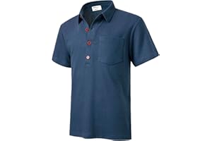 Harbrosrce Polo Gaufre Coton Piqué T-Shirt Golf Tennis Polo à Manches Courtes avec Poche D'été