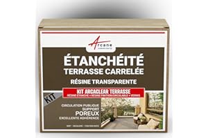 étanchéité transparente terrasse carrelée résine produit translucide carrelage balcon - 10 m², circulation publique support poreux - Transparent - Finition Mate ARCANE INDUSTRIES