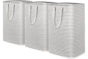 ‎LIFEWIT Lifewit 80L Wolnostojący Kosz na Pranie, Składany Wodoodporny Duży Kosz na Pranie z Łatwymi do Przenoszenia Uchwytami na Ubrania, Ręczniki, Zabawki,Szary, 3 Paczki