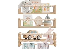 STRIXORN Estantería infantil de pared, juego de 3 unidades de 40 cm, para habitación infantil, con pantalla para colgar fotos