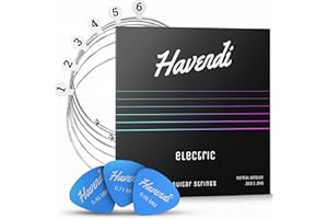 Havendi® Electric Guitar Strings 11-49 brilliant sound Medium Gauge Nickel Wound (6 string set) incl. 3 picks
