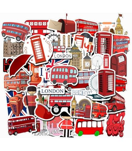 Adesivi Londra - 100 Pezzi Con Bus Rosso E Simboli Inglesi Per Decorare - Foto 9