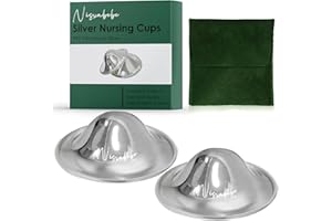 NISXABEBE Silver Nipple Shields, 999 Silver Cups for Breastfeeding, Essentials Breast Shields for Nursing Newborns, Silver Nipple Guards and Pads-Trilaminate 999 Silver(Maxi)