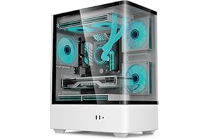 iONZ PC Gaming Case - M/ATX Mini Tower with 3 ARGB PWM Fans - KZ19 Spin V3 Shadow - White