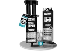 PROCREA® Flüssigmetall "Metal Repair" [inkl. 4x Mischern] Extra starker & hitzbeständiger Metallkleber in praktischer Spritze - 2-Komponenten-Klebstoff und Spachtelmasse für Metall - Profi-Qualität
