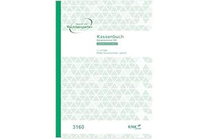 ‎RNKVERLAG RNKVERLAG- EDV-Kassenbuch mit DATEV gerechtem Aufbau, im DIN A4 Format, perforiert, selbstdurchschreibend, Kassenbuch mit 2 x 50 Blatt (1x Weiß, 1x Durchschrift in Gelb), 1 Stück