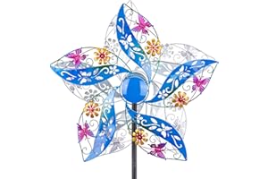 MUMTOP Metal Wind Spinner - Large Kinetic Wind Spinner, 75 Inch Hollow Butterfly Wind Spinner for Garden Yard and Patio Lawn Decor