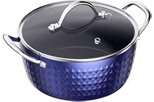 RAINBEAN Faitout Induction avec Couvercle, 24cm/2,2 L Casserole Marmite à Antiadhésive en Aluminium et Céramique - Poignée en Acier Inoxydable, Convient à Toutes les Cuisinières