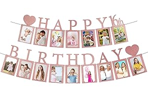 Umimiss DIY Rose Gold Sweet 16 Birthday Party Photo Card Frames - Pink Happy 16th Birthday Banner, Sweet Sixteen Banner for Girls, 16th Birthdays Decorations, Girls Bedroom Decorations Rose Gold,