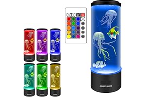 ALEENFOON Lampa lawowa meduzy LED z pilotem, akwarium wielokolorowa sensoryczna nastrojowe światła, 16 kolorów, fantazyjna lampa nocna na biurko USB, do salonu sypialni