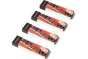 BETAFPV 4pcs Lava 450mAh 1S 3.8V 75C LiHV FPV Lipo Battery with BT2.0 Connector for 1-2S FPV Tiny Whoop Drone Quadcopters Like Meteor75, Meteor75 Pro, Cetus Pro 1S Brushless Drones, Cetus X 2S Quad