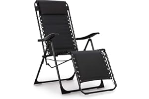 blumfeldt California Dreaming Tumbona - Acolchado de 4 cm de Alto, Respaldo reclinable, Estructura de Acero, Cojines extraíbles y con Altura Regulable, Concepto PureRelaxation,Ergonómico, Negro
