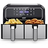 Innsky Friggitrice ad Aria Doppio Cestello, 8L Friggitrice ad Aria Calda a Doppia Zona, 8 programmi di Air Fryer con Promemor