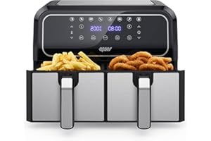 Innsky Friggitrice ad Aria Doppio Cestello, 8L Friggitrice ad Aria Calda a Doppia Zona, 8 programmi di Air Fryer con Promemoria Shake, IT Ricette