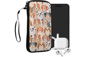 kwmobile Handytasche für Smartphones XXL - 7" - Neopren Handy Tasche Hülle Cover Case Schutzhülle - Viele Hunde Weiß Hellbraun Grau - 17,7 x 8,5 cm Innenmaße