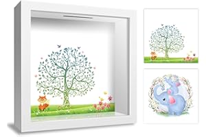 Aitsite Hucha Infantil, Hucha de Madera, 3D Marco de Fotos, Regalo de Fiesta Cumpleaños de Niños, Comunion, Bautizo y el Bebe de Nacimiento Niña