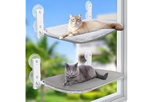 GUUSII HOME 2PCS Hamac Chat Fenetre Lit Perchoir Panier Suspendu Pliable Etagere pour Petits et Grands Chats Fenêtre Transat Robuste avec Ventouses Stables 52 * 30cm Supporte 25kg (Gris Clair, M)