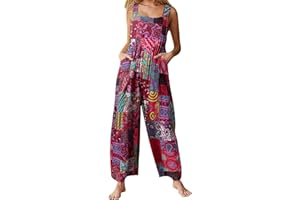 Sunfanrtnn Women's Loose Overall Dungarees Baggy Jumpsuit Romper Sleeveless Casual Playsuit Trousers Long Pants
