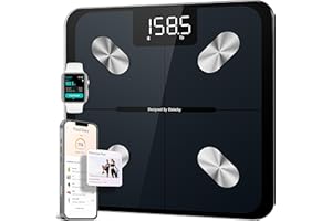 ETEKCITY Báscula inteligente de pesaje de baño digitales con grasa corporal y peso para personas, analizador electrónico Bluetooth BMI de composición corporal (ST/LB/KG), Black