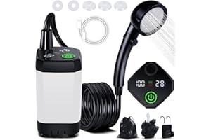 Spopal Doccia da Campeggio, [Ricaricabile 6000mAh] Doccia Portatile Campeggio, Doccia Campeggio con Display di Temperatura e Potenza, Doccia Esterna per Spiaggia, Auto, Giardino, Animali